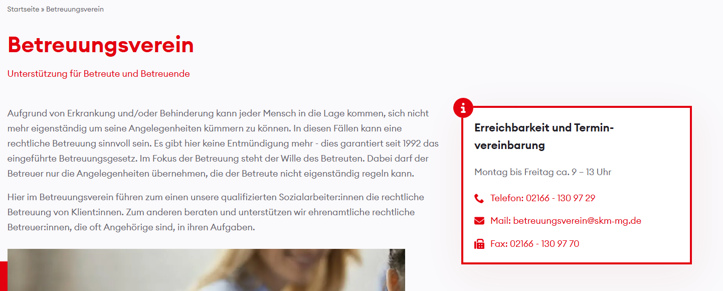 Wiedererkennbare und wiederverwendbare Komponenten auf den Angebotsseiten des SKM Mönchengladbach sorgen für einen runden Gesamteindruck und machen die essenziellen Informationen gut sichtbar.